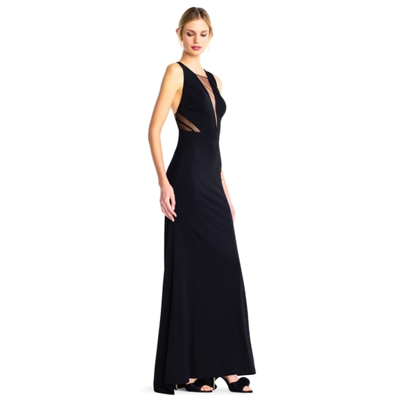 Adrianna Papell Navy Crisscross Back Maxi Dress - Picture 3 of 16